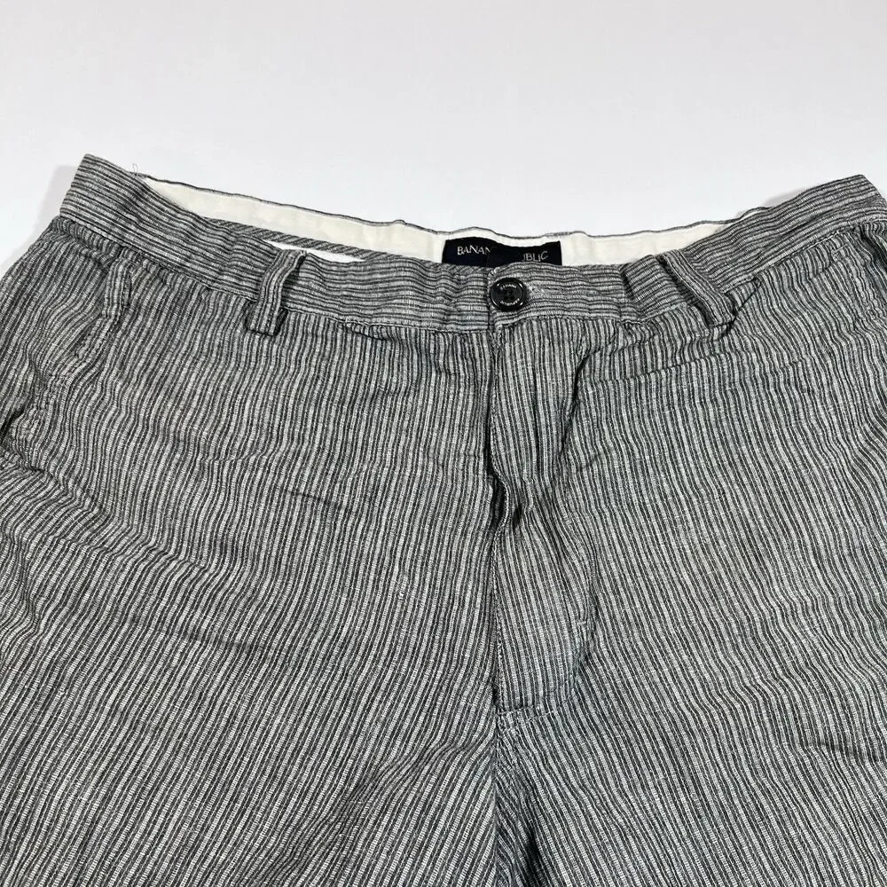 Banana Repbulic Linen Blend Flat Front Striped Casual Shorts Men's 36